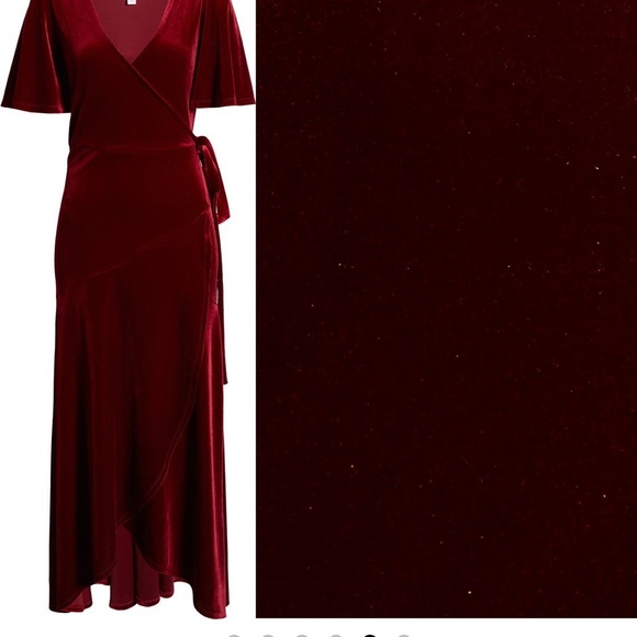 Velour Holiday Maxi-Wrap Dress - Picture 2 of 6